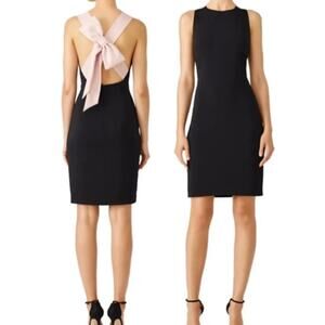 BADGLEY MISCHKA Women's Black & Grey Sleeveless Bow Sheath Mini Dress Size 6